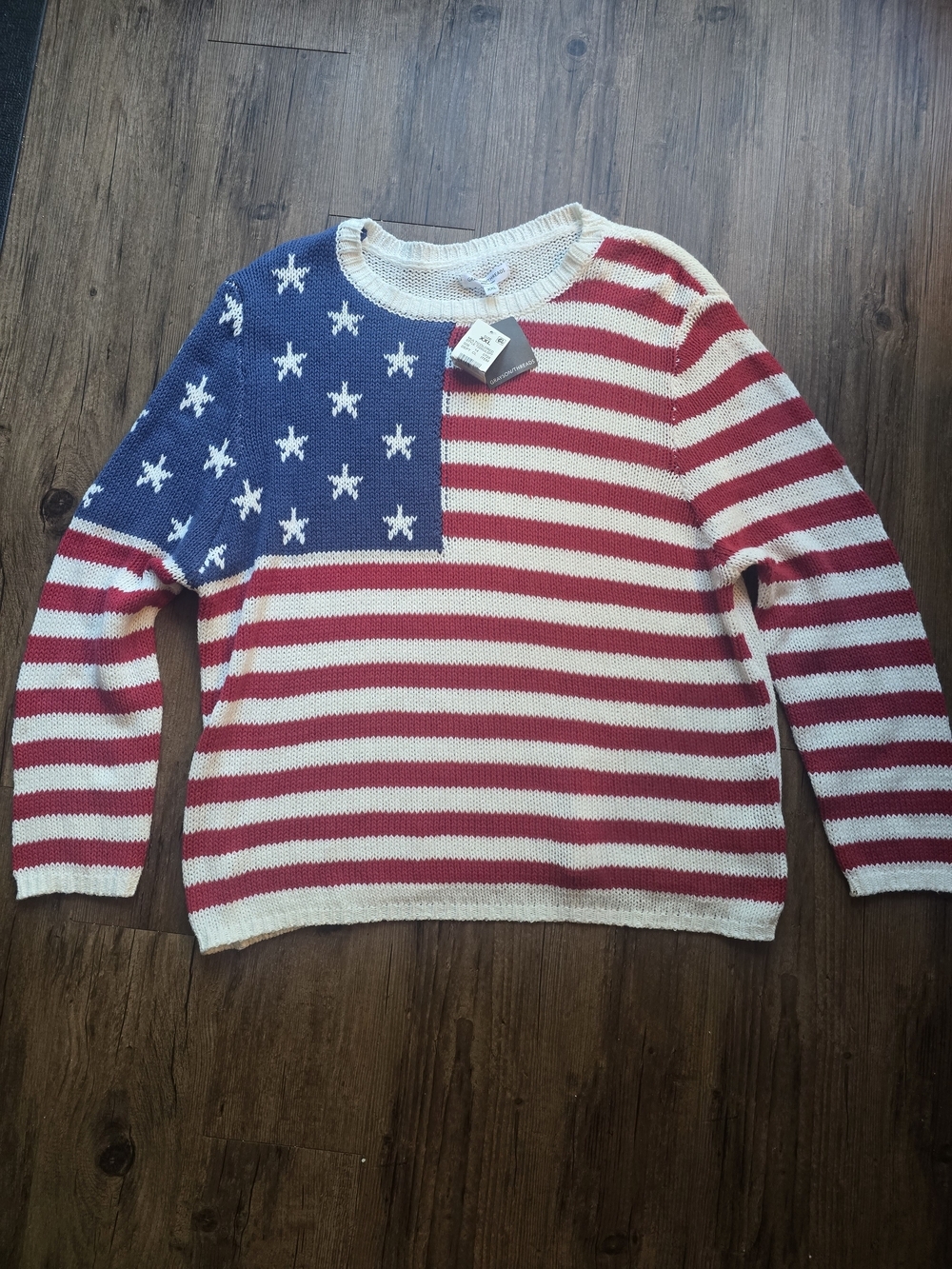 Grayson Threads Red, White & Blue Star Stripe Crewneck Sweater New With Tags